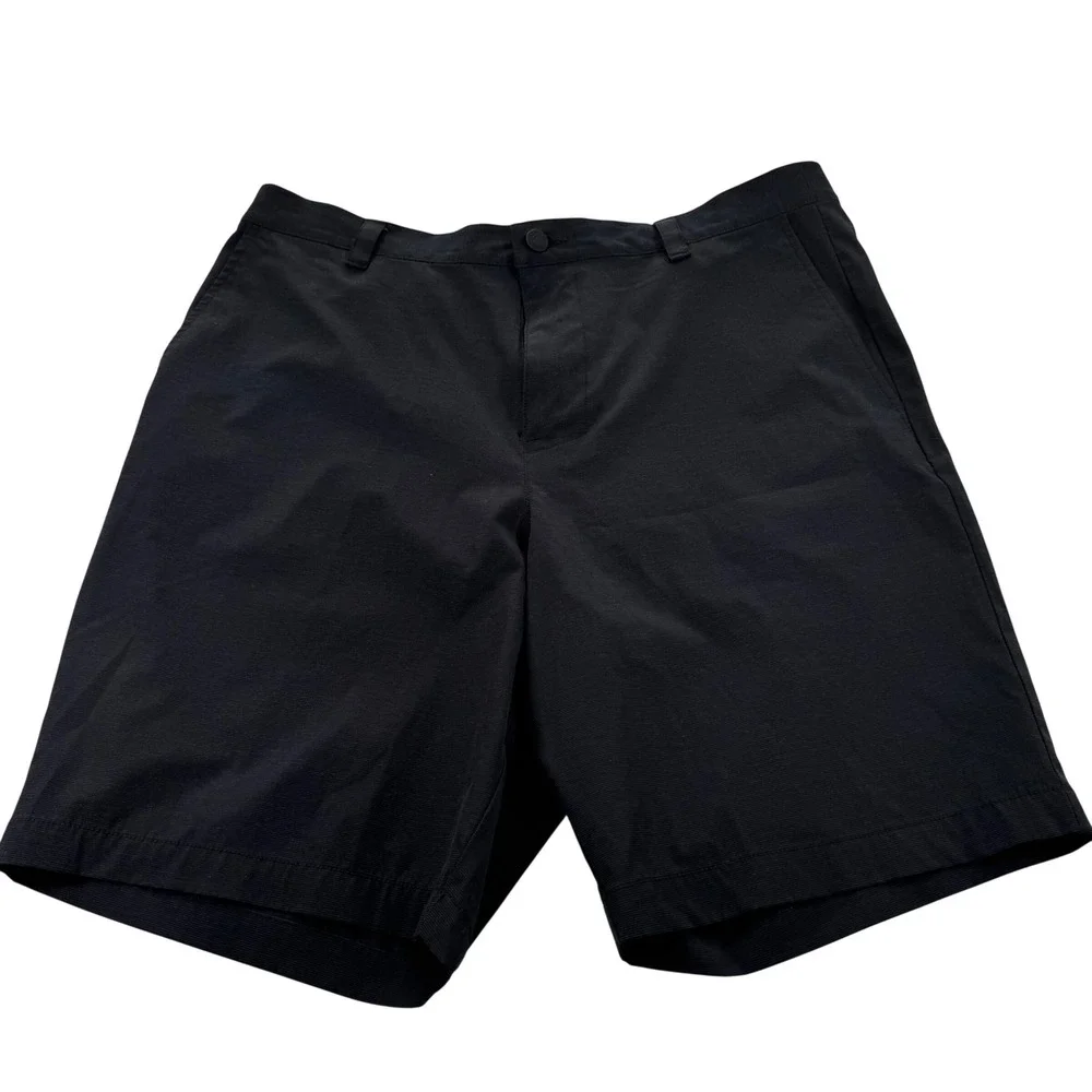 Banana Republic Performance Chino Shorts Mens 38 Black Elastic Back Tech Stretch